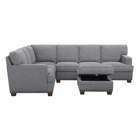 The all-purpose ottoman comes with a storage compartment, adding convenience to this chic design. . Thomasville emilee fabric sectional with storage ottoman